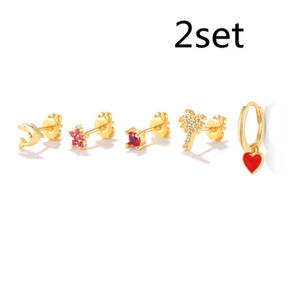 S925 Sterling Silver Fashion Personality Stud Earrings Set-Jewearrings