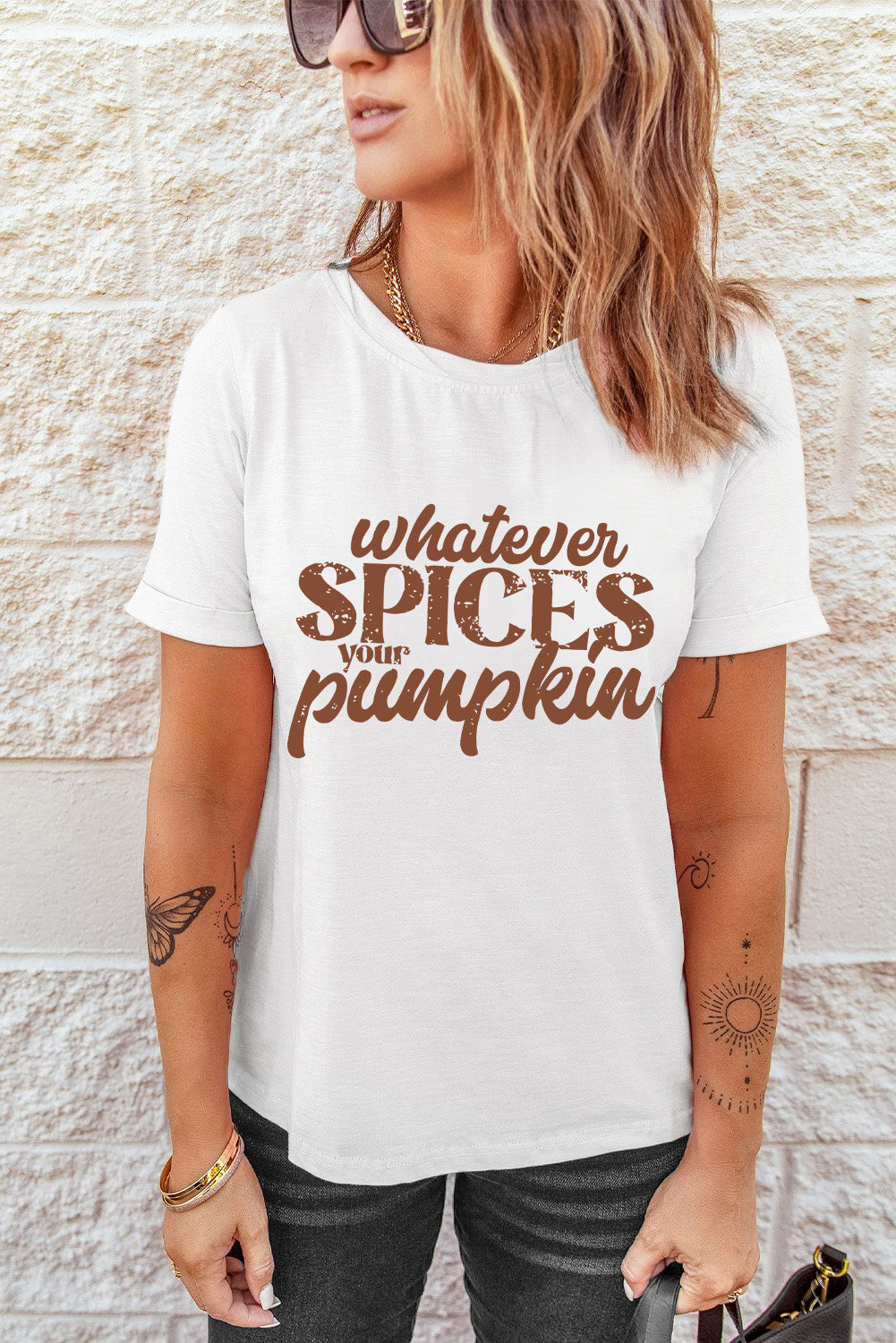 WHATEVER SPICES YOUR PUMPKIN Graphic Tee-Jewearrings