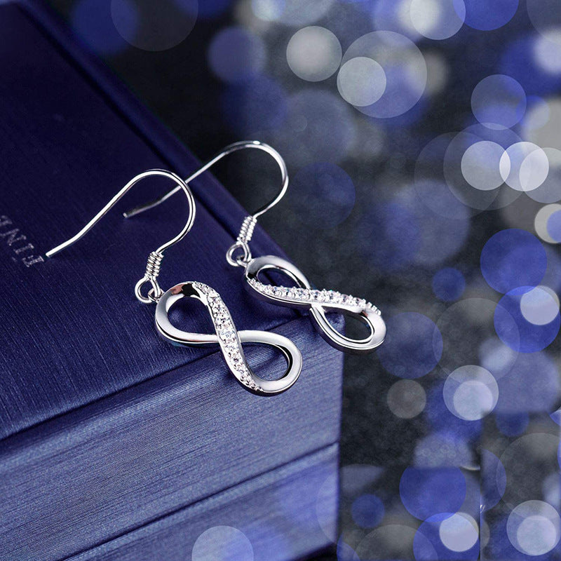 S925 Sterling Silver figure-8 temperament personalized Earrings-Jewearrings