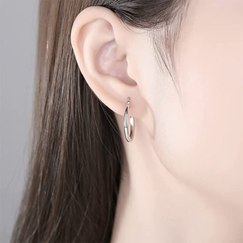 S925 Sterling Silver Earrings Female Personality Simple-Jewearrings