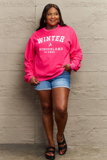 Simply Love Full Size WINTER WONDERLAND ALUMNI Graphic Long Sleeve Sweatshirt-Jewearrings