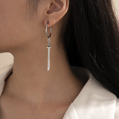 Exaggerated Personality Long Cross Sword Earrings-Jewearrings