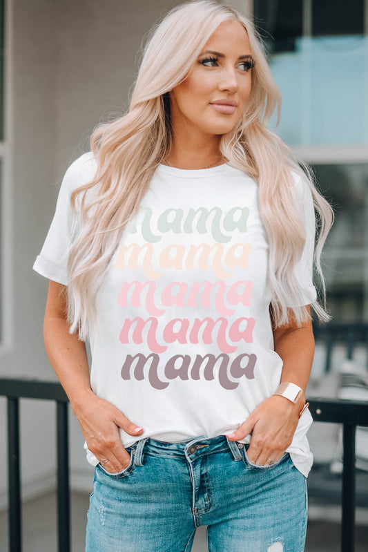 MAMA Graphic Contrast Tee Shirt-Jewearrings