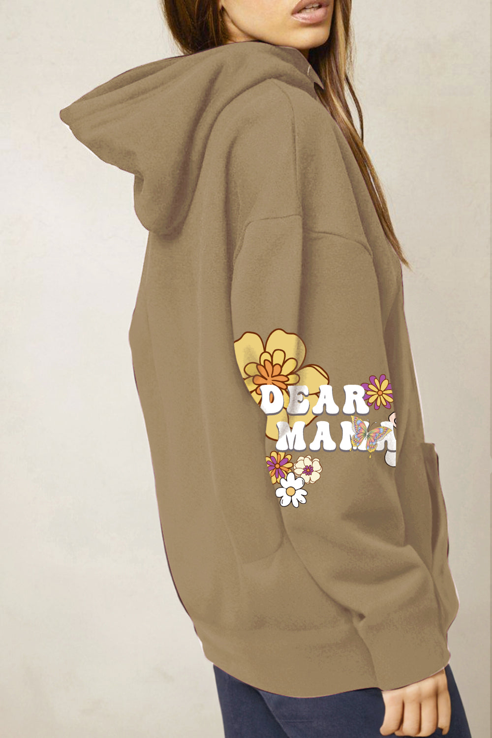 Simply Love Simply Love Full Size DEAR MAMA Flower Graphic Hoodie-Jewearrings