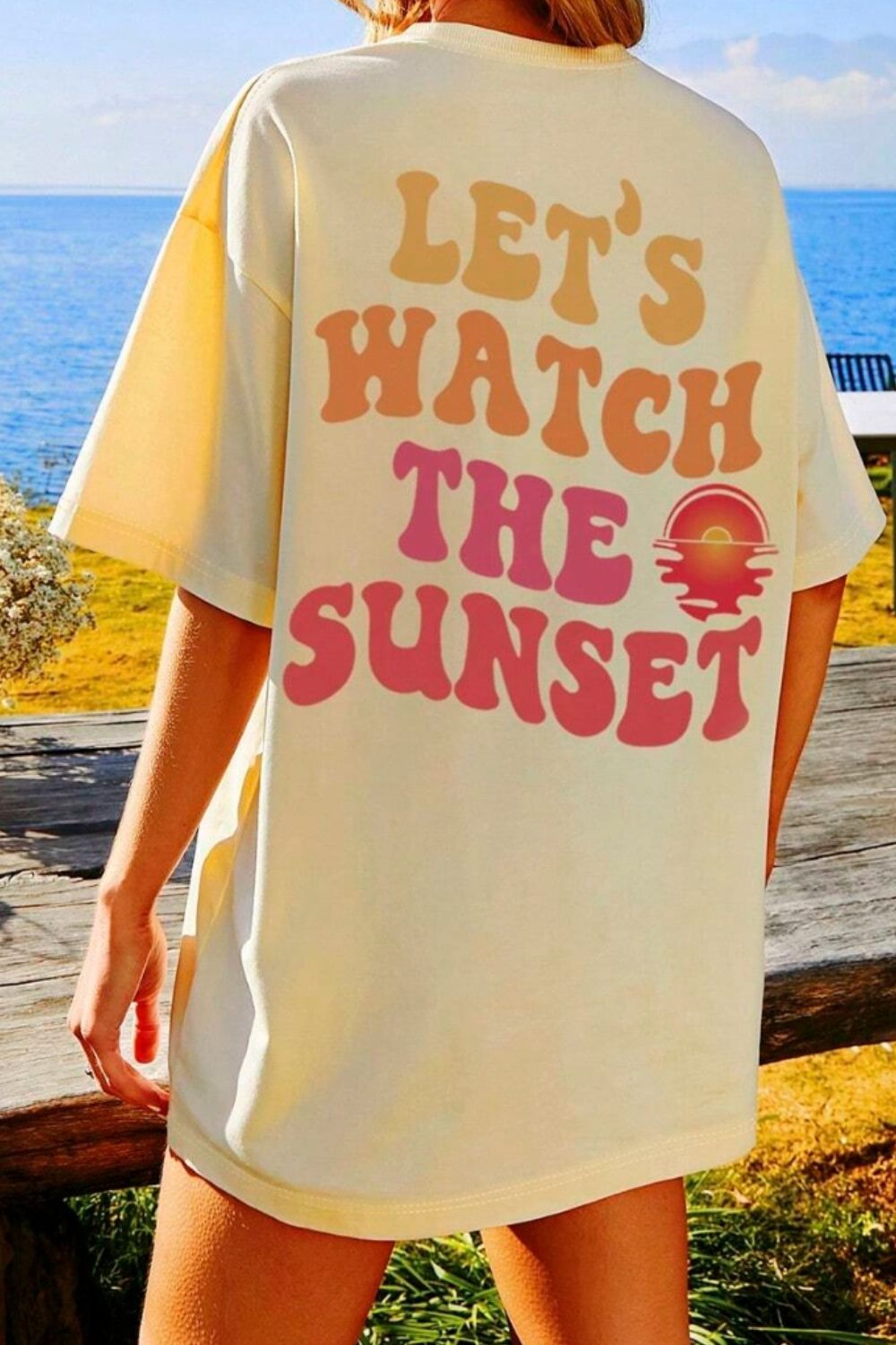 LET'S WATCH THE SUNSET Round Neck T-Shirt-Jewearrings