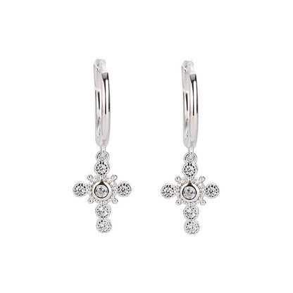 S925 Sterling Silver Cross Earrings-Jewearrings