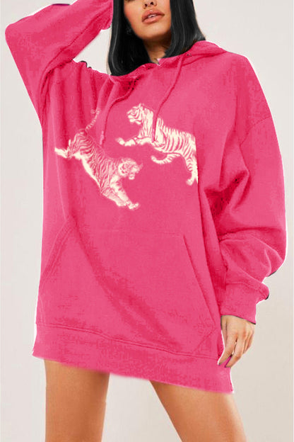 Simply Love Simply Love Full Size Dropped Shoulder Tiger Graphic Hoodie-Jewearrings