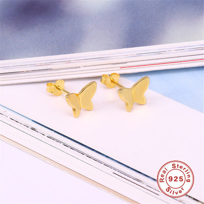 Sterling Silver Butterfly Stud Earrings-Jewearrings