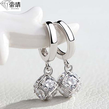 S925 Sterling Silver Earrings, magic square ear buckle, Japan, Japan, Japan, Japan, Japan and Japan-Jewearrings