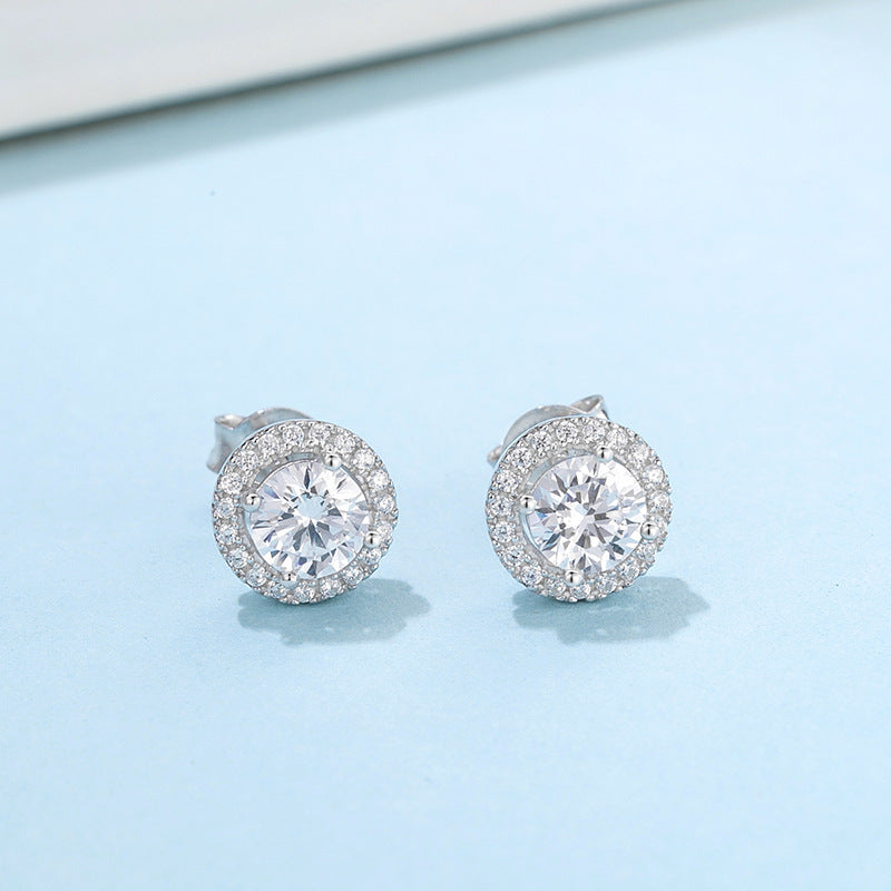 Luxury round bag moissanite silver earrings-Jewearrings