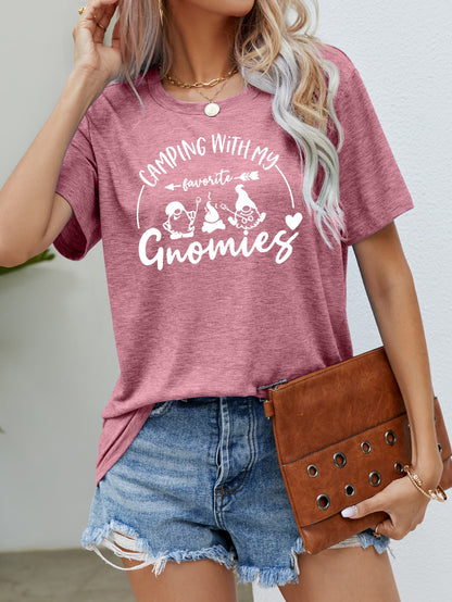 CAMPING WITH MY FAVORITE GNOMIES Graphic Tee-Jewearrings