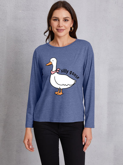 Goose Graphic Round Neck Long Sleeve T-Shirt-Jewearrings