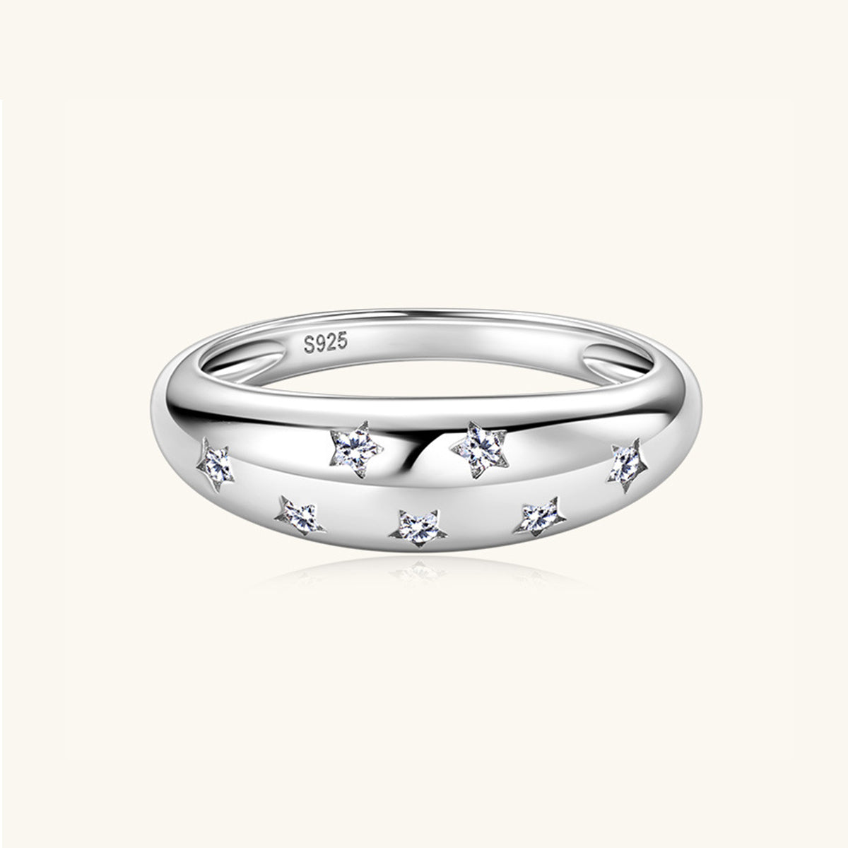 925 Sterling Silver Inlaid Moissanite Star Ring-Jewearrings