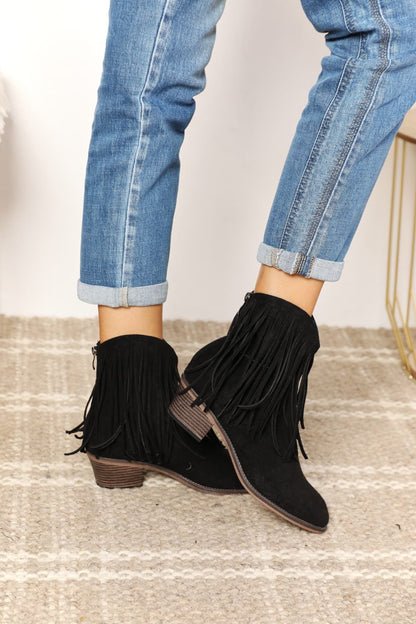 Legend Women's Fringe Cowboy Western Ankle Boots-Jewearrings