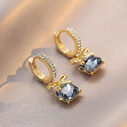 Crystal Bow Zircon Earrings Female-Jewearrings