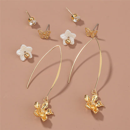 Set Combination Earrings Simple Temperament All-match Pearl Earrings-Jewearrings