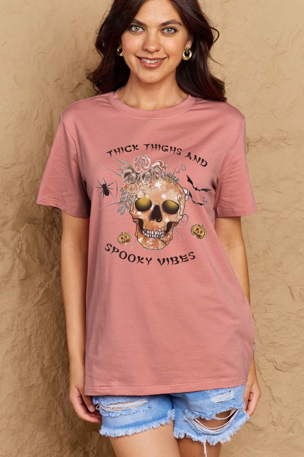 Simply Love Full Size THICK THIGHS AND SPOOKY VIBES Graphic Cotton T-Shirt-Jewearrings