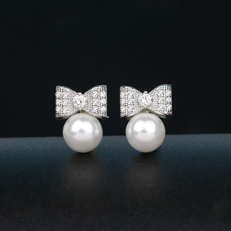 Korean Style Simple Flowers And Plants Pearl Earrings-Jewearrings