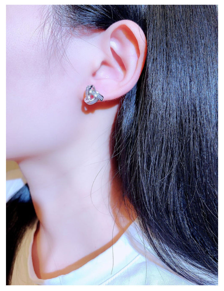 925 silver needle stud earrings simple personality female fashion small-Jewearrings