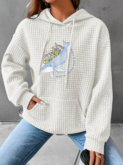 Full Size Whale Graphic Drawstring Hoodie-Jewearrings