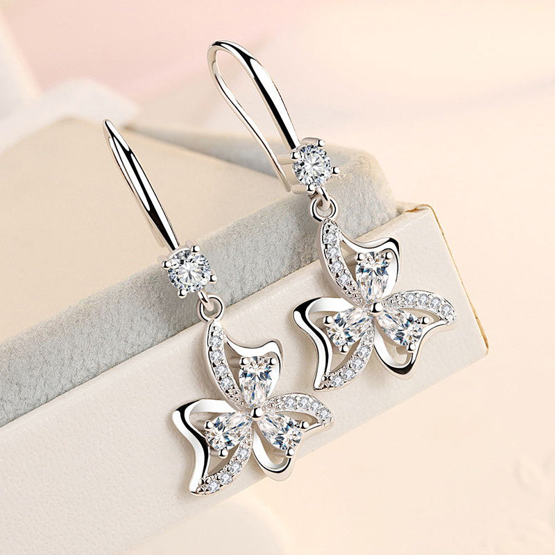 Bow petals silver earrings-Jewearrings