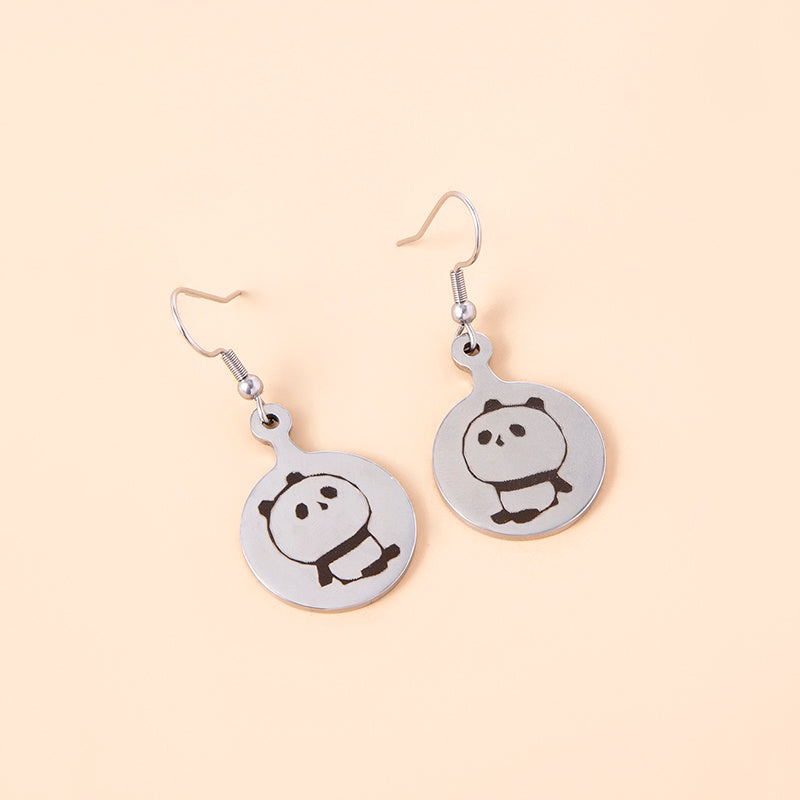 Cute Panda Dangle Earrings For Women-Jewearrings