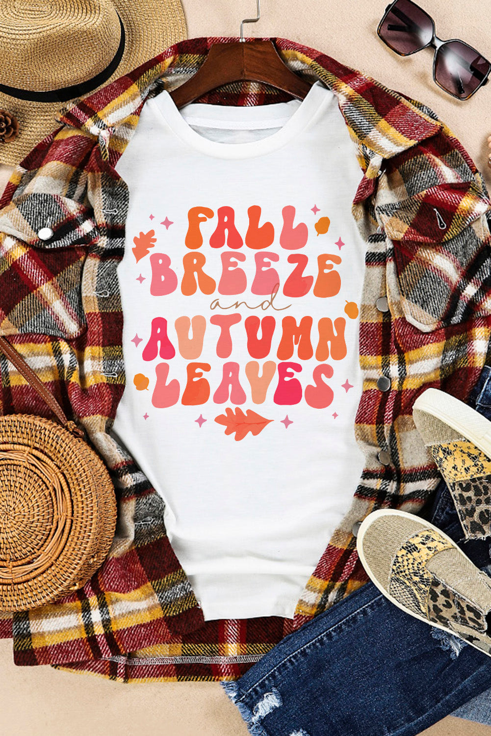 FALL BREEZE AUTUMN LEAVES Graphic T-Shirt-Jewearrings