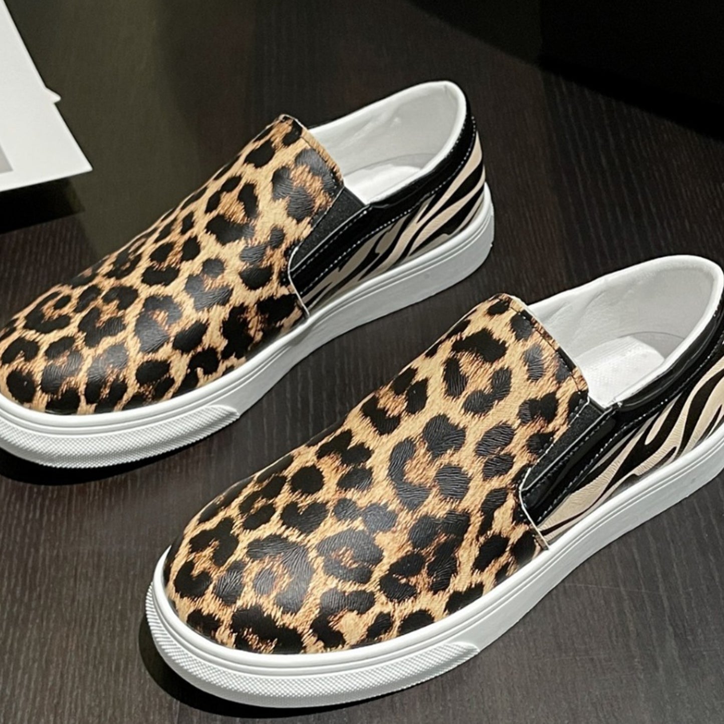 Leopard PU Leather Sneakers-Jewearrings