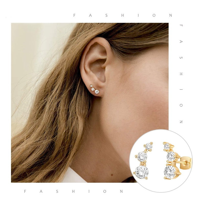 Women's Fashion Zircon Earrings Personality Sterling Silver Stud Earrings-Jewearrings