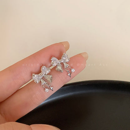 Starlight Bowknot Zircon Stud Earrings For Women-Jewearrings