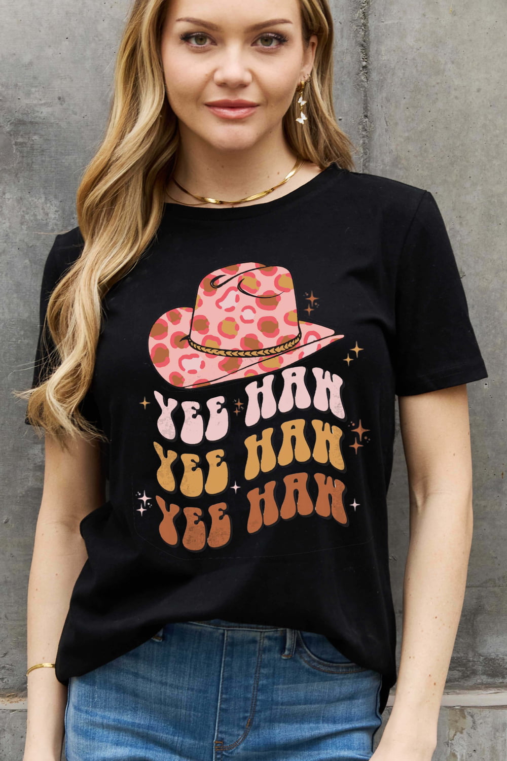 Simply Love Simply Love Full Size YEE HAH YEE HAH YEE HAH Graphic Cotton Tee-Jewearrings