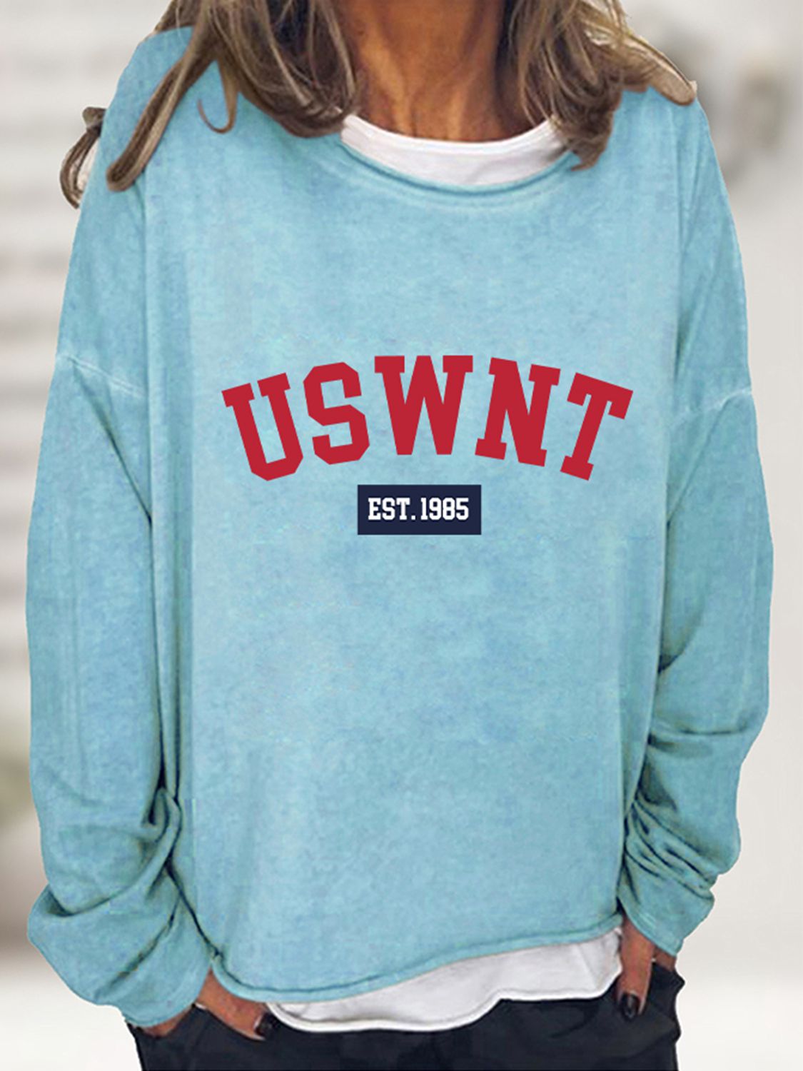 USWNT Round Neck Long Sleeve Sweatshirt-Jewearrings