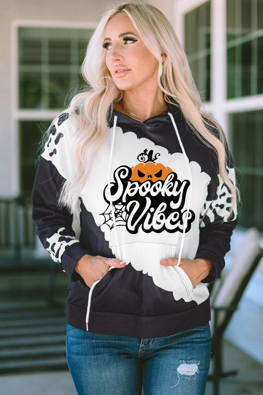 SPOOKY VIBES Graphic Hoodie with Pocket-Jewearrings