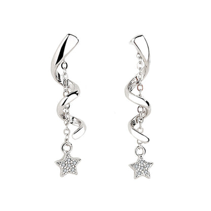 S925 Sterling Silver Star Rotating Earrings Women-Jewearrings