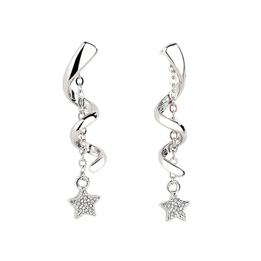 S925 Sterling Silver Star Rotating Earrings Women-Jewearrings