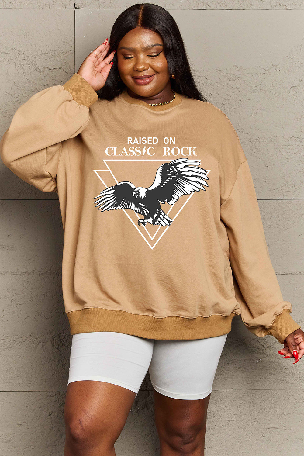 Simply Love Full Size Eagle Graphic Drop Shoulder Sweatshirt-Jewearrings