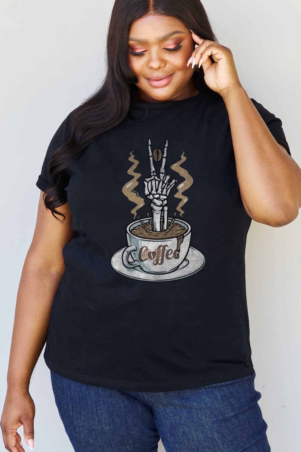 Simply Love Full Size COFFEE Graphic Cotton Tee-Jewearrings