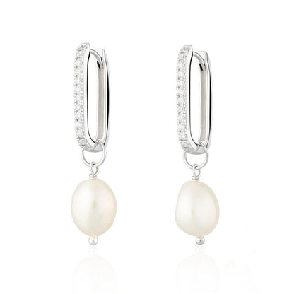 Sterling Silver Pearl Pendant Earrings-Jewearrings