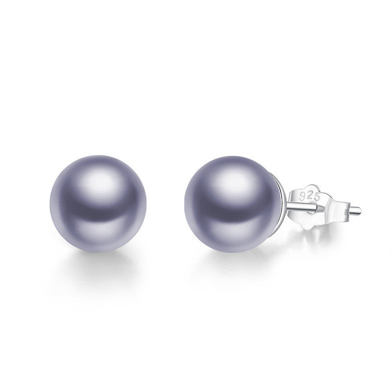 Silver Pearl Stud Earrings Women's Simple And Versatile-Jewearrings