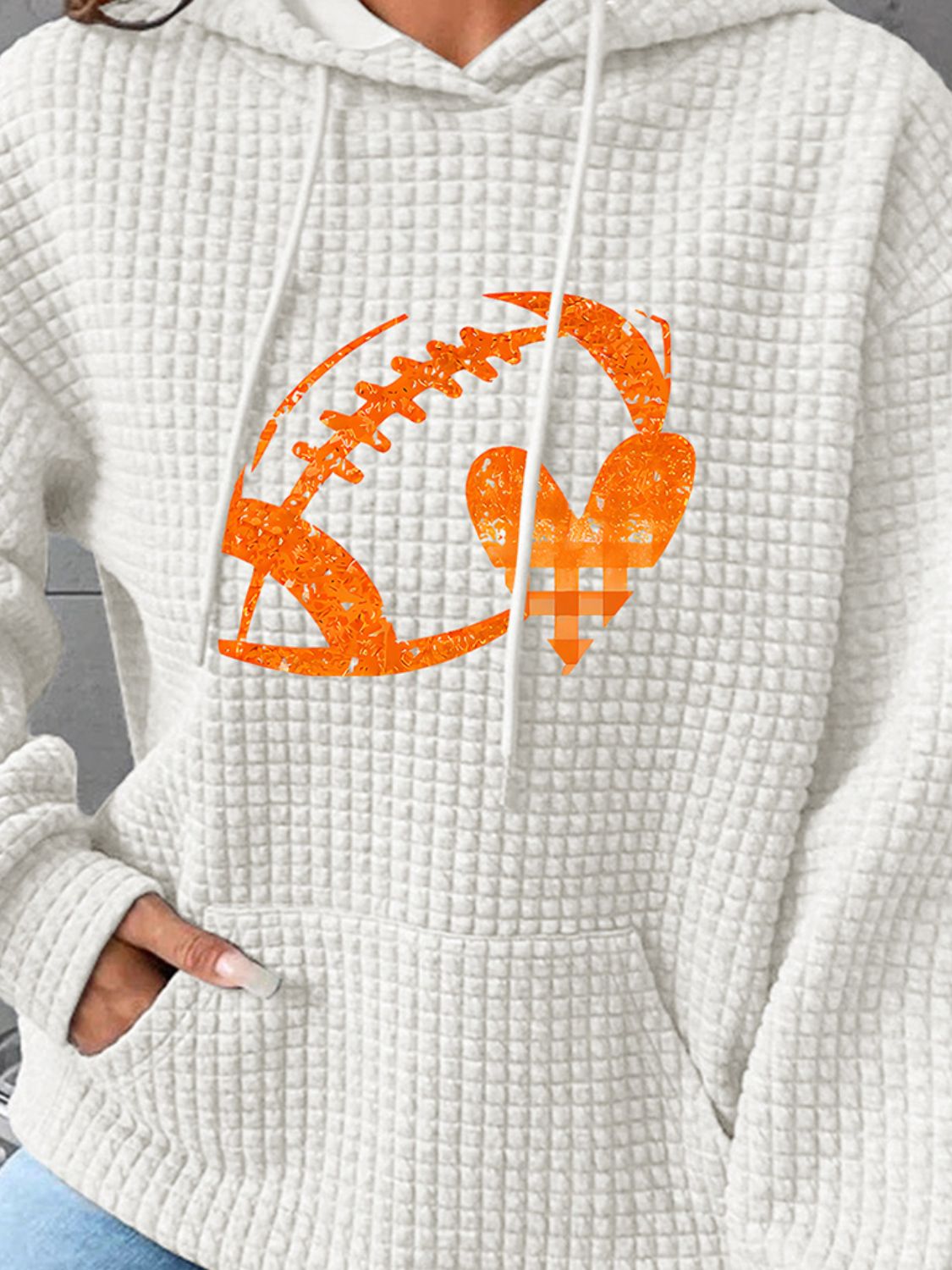 Full Size Football Graphic Drawstring Hoodie-Jewearrings