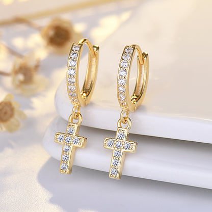 Women's Fashion Zircon Cross Earrings-Jewearrings