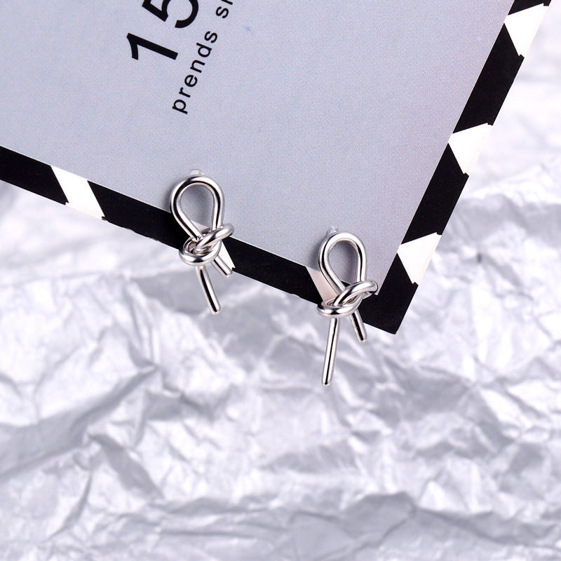 Hand-woven Sterling Silver Personalized Knotted Earrings-Jewearrings