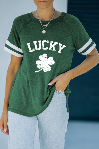 LUCKY Clover Graphic Tee Shirt-Jewearrings