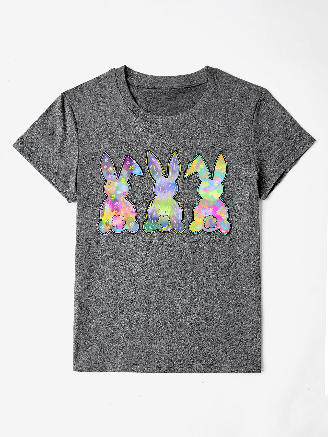 Rabbit Round Neck Short Sleeve T-Shirt-Jewearrings