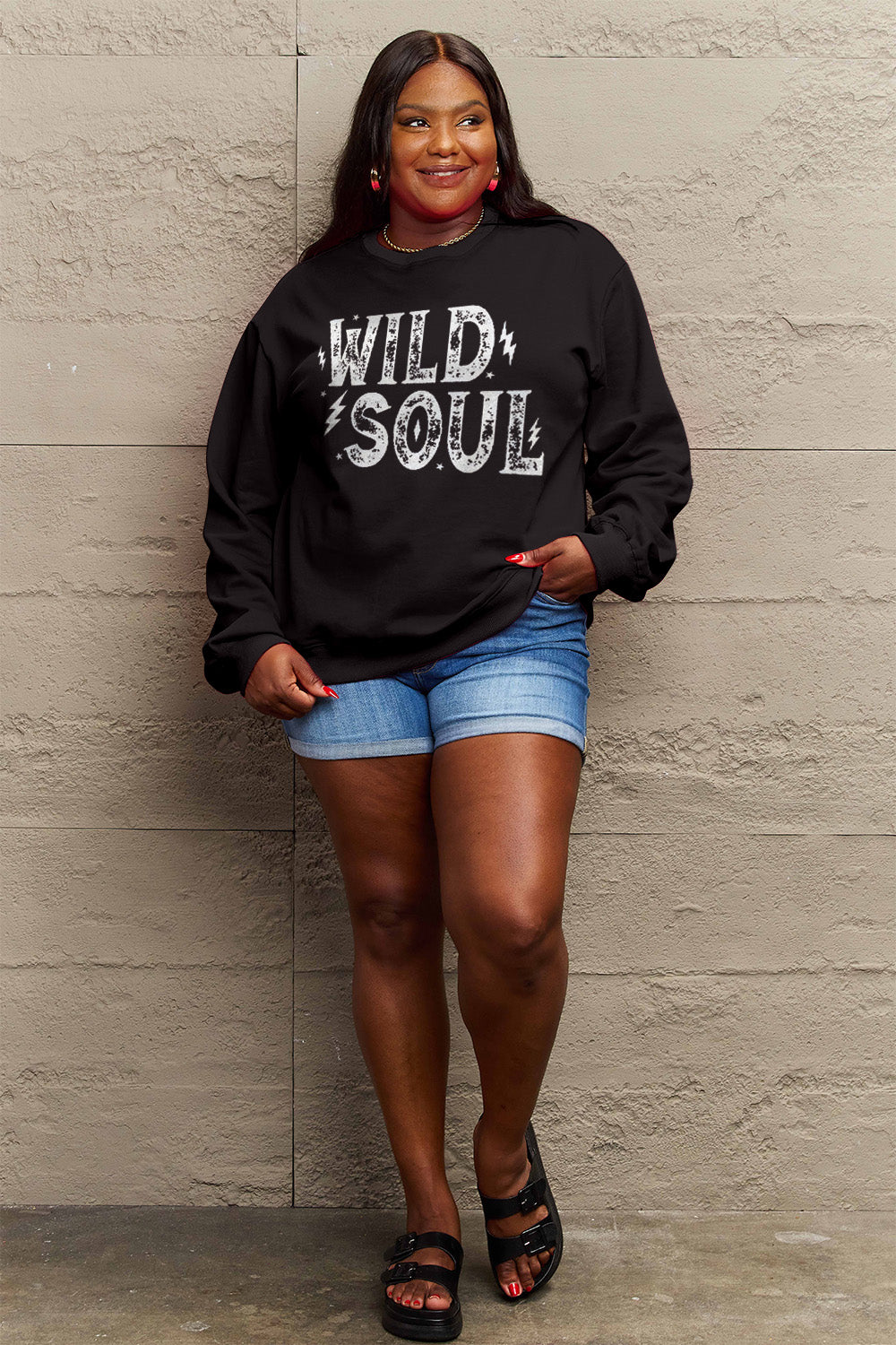 Simply Love Full Size WILD SOUL Graphic Sweatshirt-Jewearrings