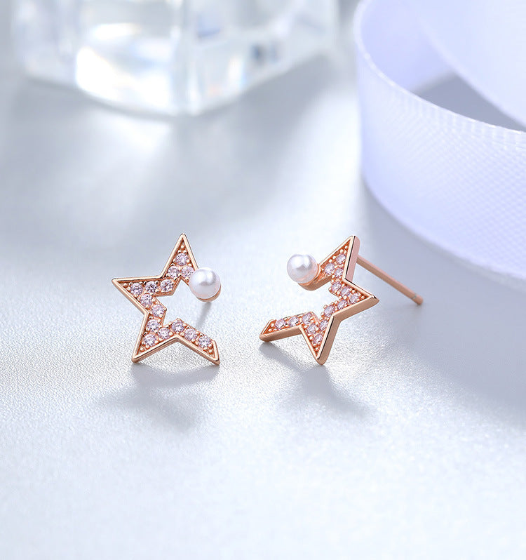 Five-pointed Star Opening 925 Sterling Silver Earrings-Jewearrings