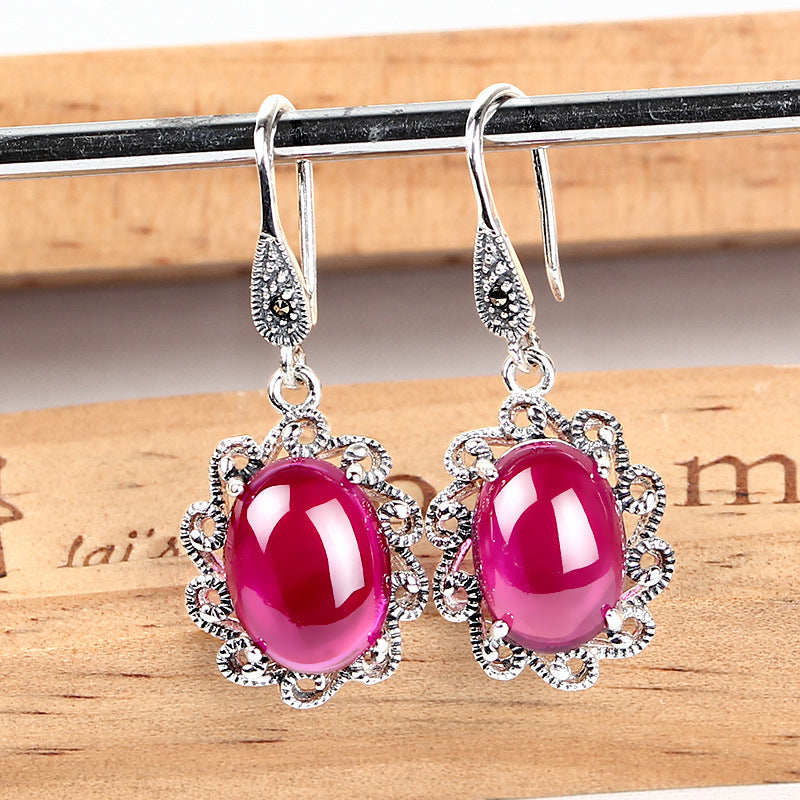 Vintage S925 Sterling Silver Sapphire Earrings-Jewearrings