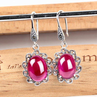 Vintage S925 Sterling Silver Sapphire Earrings-Jewearrings