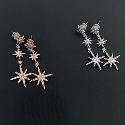 Sterling Silver Six Point Star Pendant Earrings-Jewearrings