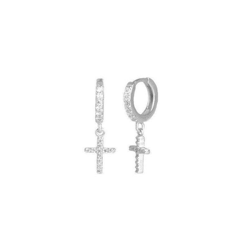 Cross zircon earrings-Jewearrings